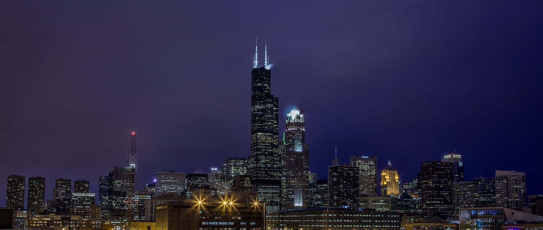 Chicago Skyline with Willis Tower at Night